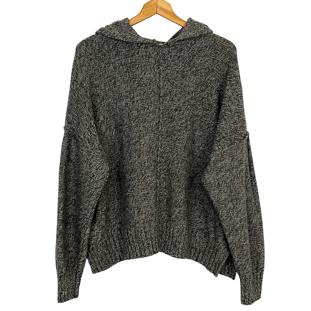 Alexander‎ Wang Wool Blend Knit Hoodie Sweater Oversized Charcoal Grey Marled L